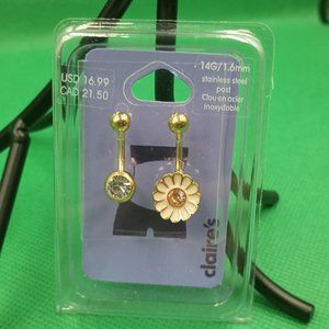 2 Belly Button Posts New in Package Claire's Stainless Steel